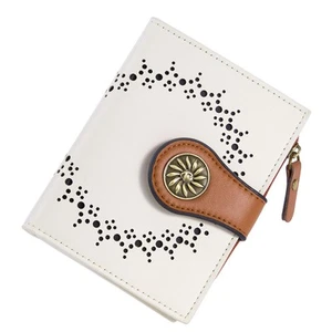 Small Wallets Woman Leather Bifold RFID Blocking Card Holder Wallet with Zipp... - Picture 1 of 7