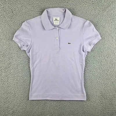 Lacoste Pique эластичная рубашка женщин 38 США 6 фиолетовый коротким рукавом поло кнопка хлопок - Изображение 1 из 4