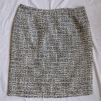 Falda Calvin Klein Negra Blanca Gris Tweed Forrada Carrera Trabajo Para Mujer Talla 14 Foto 1 de 4