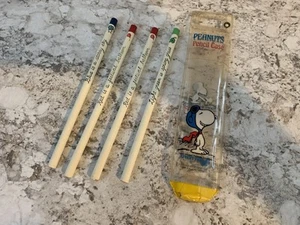 Vintage 1970's Snoopy Peanuts Colored Pencils w Case Butterfly Originals Unused - Picture 1 of 9