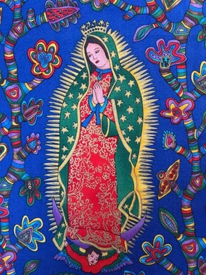 Fabric - RARE Our Lady Of Guadalupe Latin Art Metallic Robert Kaufman 1.5 yards - Image 1 of 4