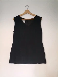 Max Mara Made In Italy Sleeveless Blouse Sheath Wool Blend Top Black UK 14 - Picture 1 of 14
