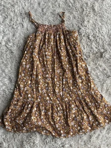 Girls Mustard Yellow Old Navy Floral Dress Size S 6-7 - Picture 1 of 3