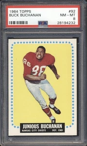 1964 Topps Fútbol Buck Buchanan Novato #92 PSA 8 Chiefs Hof Casi Nuevo-Como Nuevo Set Break - Imagen 1 de 2
