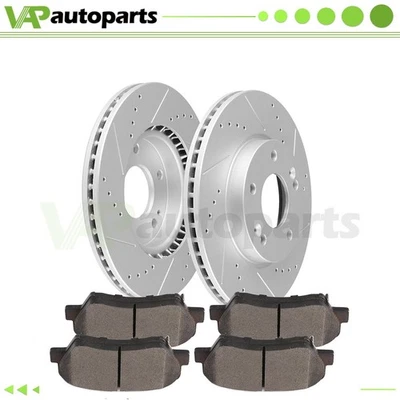 Front Brake Rotors Discs and Ceramic Pads Fits Hyundai Veloster Drilled 280 mm — 第 1/4 张图片