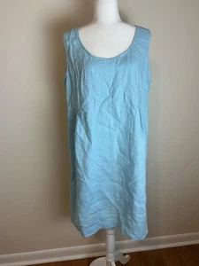 J Jill Midi 100% Leinen Kleid groß ärmellos Taschen Lagenlook Coastal Beachy - Bild 1 von 6