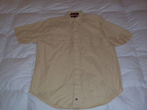 Autentica camicia Tommy Hilfiger stile militare cotone giallo pallido uomo taglia M& - Foto 1 di 5