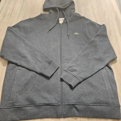 Lacoste Full Zip Fleece Hoodie Sweater Jacket Mens Size 9 4XL Navy Blue NEW - Image 1 of 4