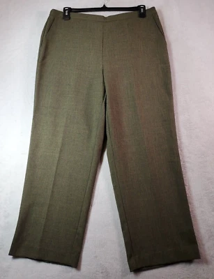 Alfred Dunner Pants Womens Size 16 Green Slash Pockets Elastic Waist Flat Front - Image 1 of 4