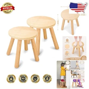 Heavy Duty Kids' Wooden Stools - 10 Inch Multi-Purpose Seating for Playrooms - Picture 1 of 8
