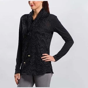 Neu Lolã"" Halsausschnitt Shirt S Langarm schwarz grau Chevron Muster leicht - Bild 1 von 10