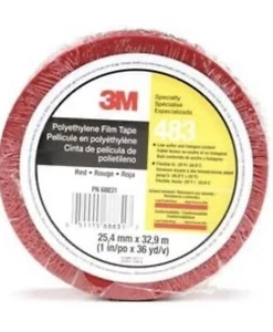 3M Polyethylene Tape 483 Red, 1 in x 36 yd 5.3 mil (Case of 36) - Picture 1 of 2