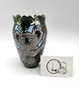 Rainblue Gallery Studio Keramik handbemalte Koala Vase signiert 6,25" hoch - Bild 1 von 13