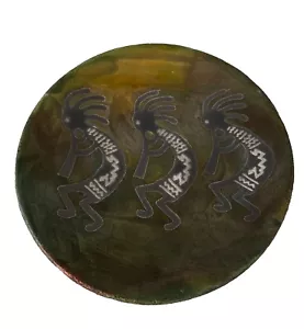 JEREMY DILLER Signed 7-3/4” RAKU PLATE with 3 Kokopelli Holes For Hanging - Picture 1 of 15