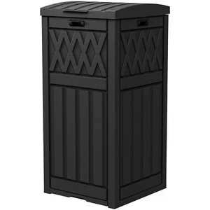 33 Gallon Outdoor Trash Can w/ Tiered Lid and Drip Tray Waterproof Garbage Can - Picture 1 of 14