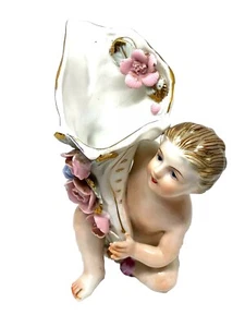 1940s Noritake Hand Painted Wingless Cherub Figura Cornucopia Porcelain Vase - Picture 1 of 6