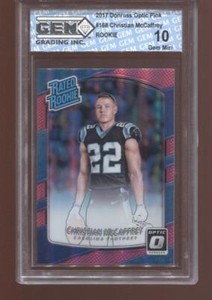 Christian McCaffrey RC 2017 Donruss Optic Pink #168 Rated Rookie GEM MINT 10