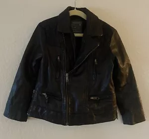 Chaqueta de Motociclista de Cuero Allsaints Niños 6Y 6 6T Negro Puños de Caminante Todos los Santos - Imagen 1 de 12