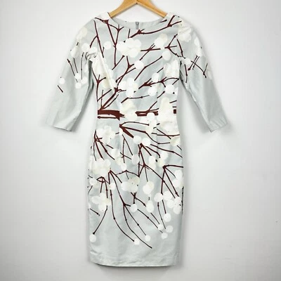 MARIMEKKO Size 32 AU 4 Pencil Dress Blue Cherry Blossom Cotton Blend Short - Image 1 of 4