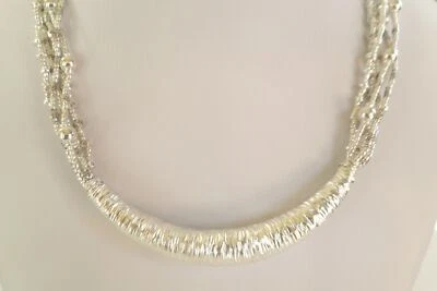 Collar de Plata 925 Declaración Multi Hilo Tribu Colina Tailandesa Sin Piedra Foto 1 de 4