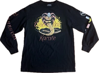 The Hundreds X Cobra Kai Karate Kid Black T-Shirt Long Sleeve Logos Men's M EUC - Image 1 of 4