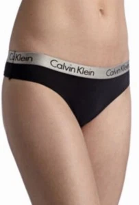 Calvin Klein Women’s Modern Cotton Thong QD3539 Logo Waist Band Black Large NWT - Picture 1 of 2