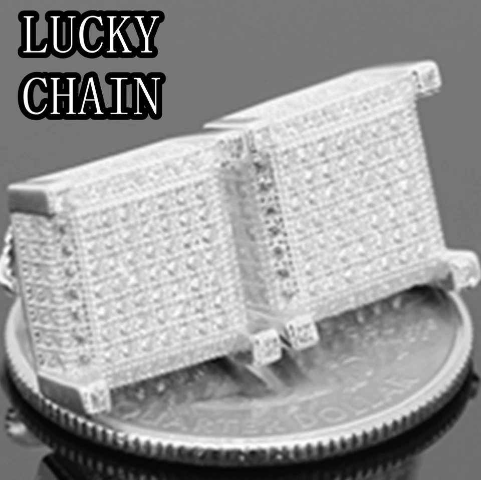 PARA HOMBRES 925 PLATA ESTERLINA LABORATORIO DIAMANTE TORNILLO TRASERO PENDIENTE/12mm/E409 Foto 1 de 1