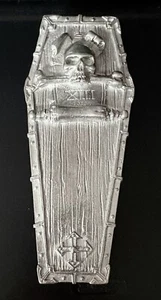 Pewter Silver Coffin Grim Reaper Skeleton Skull Gothic Stash Trinket Box - Picture 1 of 6
