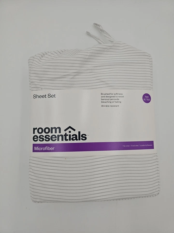 Twin/Twin XL Microfiber Sheet Set Sleek Silver - Room Essentials: - Image 1 of 1