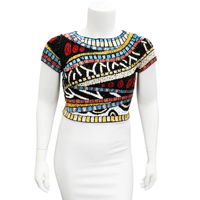 ALICE + OLIVIA | Top de lentejuelas adornadas Kelli talla 12 Foto 1 de 4