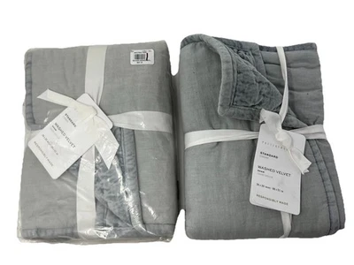 Fundas de terciopelo lavado Pottery Barn (2)_estándar_azul acero_nuevo con etiquetas_tl Foto 1 de 4