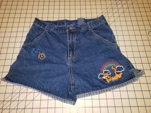 VTG Disney Winnie The Pooh Large 10/12 Tigger Rainbow Girls Denim Shorts - Picture 1 of 5