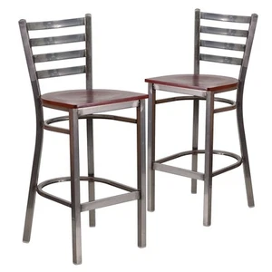 Flash Furniture HERCULES Traditional Metal Ladder Back Restaurant Barstool Clear - Picture 1 of 8