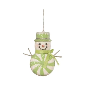 Green Peppermint Snowman Ornament by Bethany Lowe Designs - Picture 1 of 2