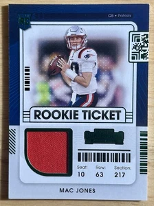 Camiseta deportiva Panini Contenders 2021 - muestras de boletos de novato Mac Jones #RTS-MJO (RC) - Imagen 1 de 2