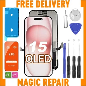 For iPhone 15 Soft OLED Screen Replacement + Digitizer + Tools + Protector UK - Picture 1 of 5