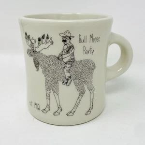 Fishs Eddy Mug Taylor Quinn Bull Moose Party Teddy Roosevelt Homer Laughlin USA - Picture 1 of 12