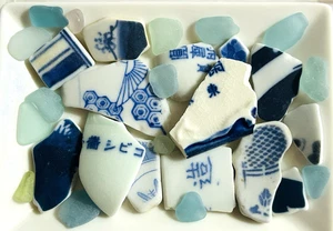 Genuine Surf Tumbled sea glass pottery Various Patterns - Picture 1 of 15