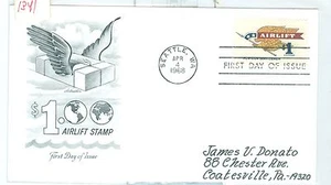 US 1341 $1.00 Airlift FDC 1968 - Picture 1 of 1
