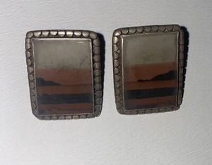 VINTAGE SOUTHWEST STONE SQUARE EARRINGS - Picture 1 of 7