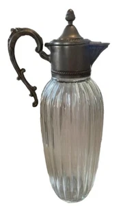 EXC ~ Vintage Mid Century Italian Silverplate & Glass Chalet Carafe Pitcher - Picture 1 of 12