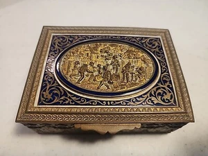 Antique French 19th C Bronze & Blue Enamel Humidor/Trinket Box * RARE * - Picture 1 of 12
