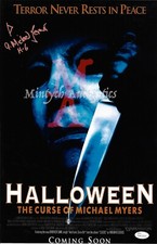 MICHAEL LERNER HALLOWEEN AUTO SIGNED 11x17 PHOTO! JSA COA MICHAEL MYERS! H6!