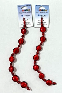 2 7" Strands Blue Moon Beads Red Foil Lampwork Glass Beads - 3 sizes & shapes - Picture 1 of 5