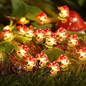 Mushroom String Lights 10FT 30LED Indoor Outdoor Decorating Gifts for Kids - Picture 1 of 9