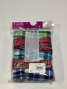 Boys Wonder Nation Multicolor Checkered Woven Boxers 5 pck Medium - Picture 1 of 2