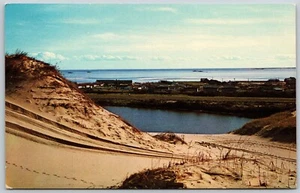 Postcard Massachusetts Sand Dunes Along Outer Cape Cod Bay in Background - Picture 1 of 2