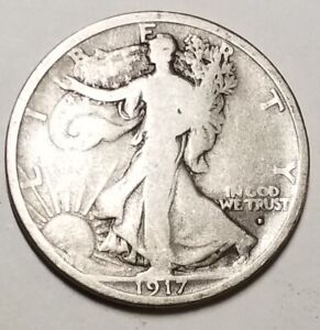 1917-D Obverse Walking Liberty Half Dollar...Very Good