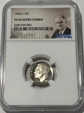 1983 S NGC PF69 ULTRA CAMEO CLAD PROOF ROOSEVELT DIME 10C PORTRAIT LABEL Cover