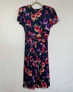 Vintage Maggy London Kleid Damen 8 Blumen Seide Midi Sommer Garten Party 80’s 90 - Bild 1 von 19